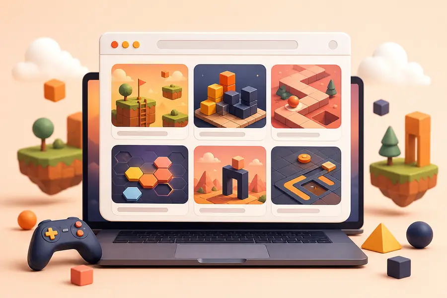 Ilustrasi laptop dengan pilihan permainan web untuk kategori Game Browser Gotobet88